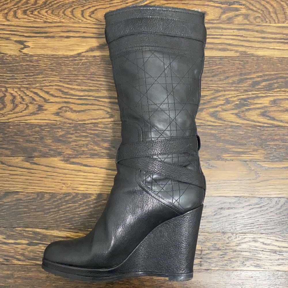 Christian Dior black leather wedge boots - Picture 4 of 14